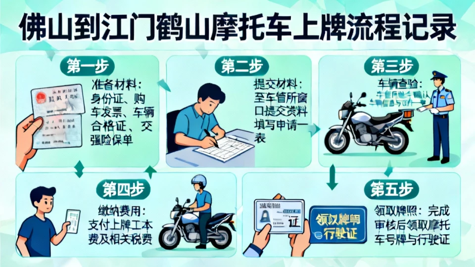 佛山到江门鹤山摩托车上牌上牌记录，供广佛附近摩友上牌参考